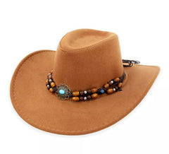 Adult Light Brown Beaded Cowboy Hat