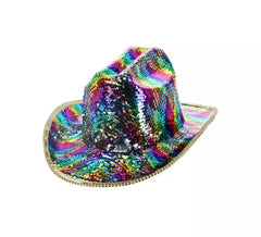 Adult Rainbow Deluxe Multicolor Sequin Cowboy Hat