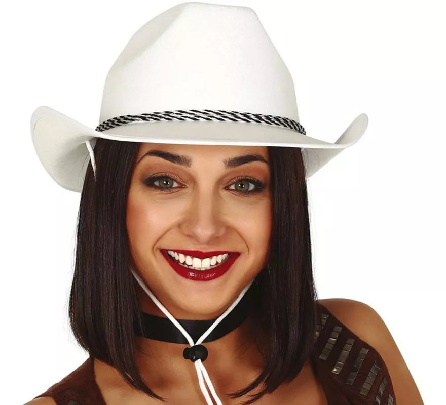 Sombrero de vaquero de terciopelo blanco