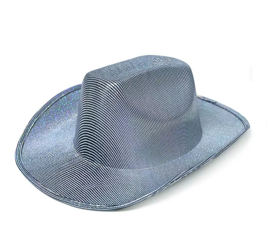 Translation missing: en.Sombrero de Vaquero Holo plateado adulto