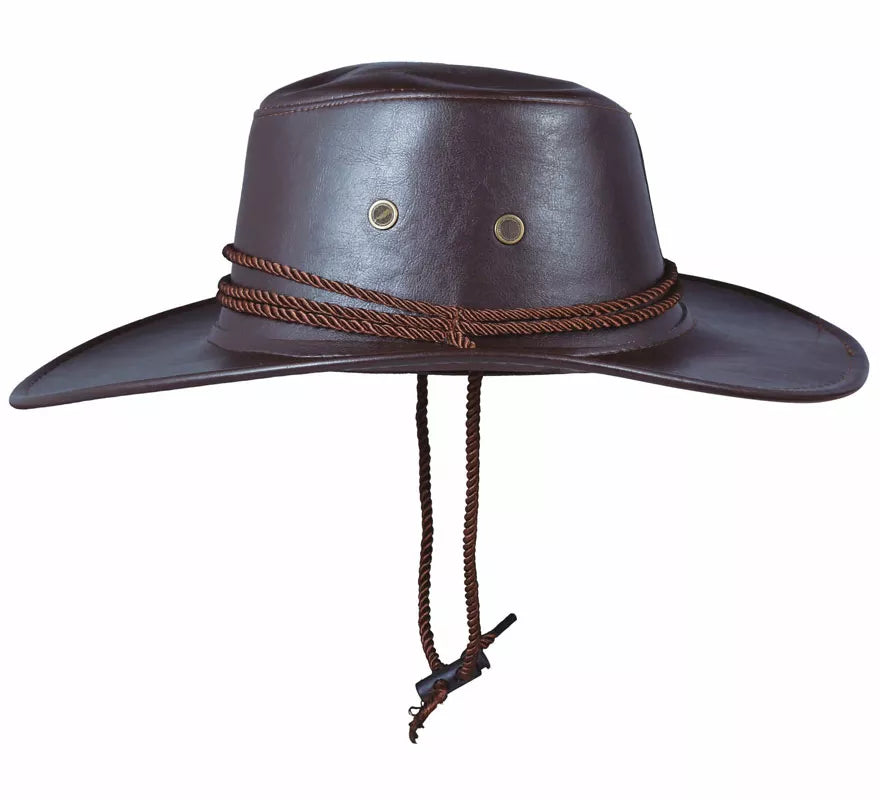 Sombrero de Vaquero Marrón de Piel Simulada