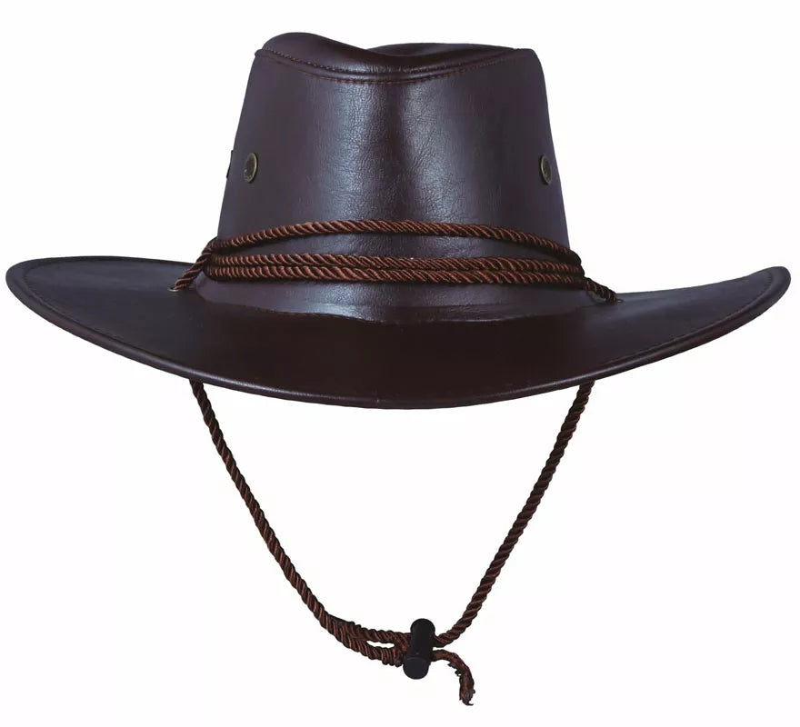 Sombrero de Vaquero Marrón de Piel Simulada