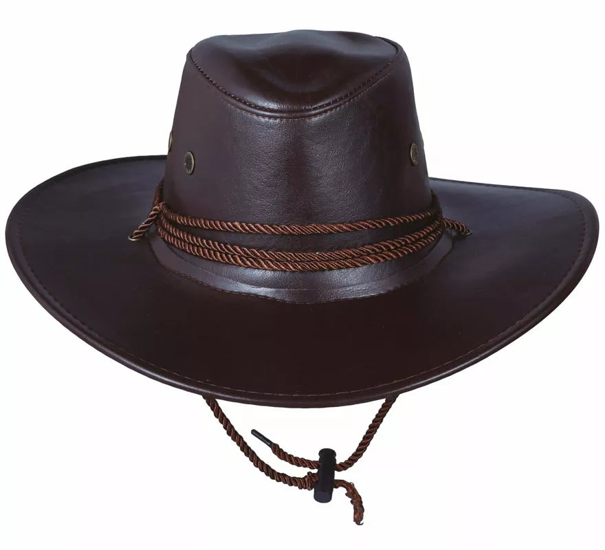 Sombrero de Vaquero Marrón de Piel Simulada