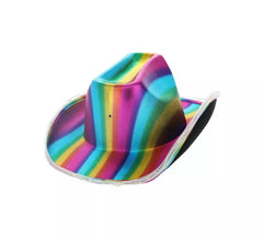 Adult Rainbow Led Light Up Metallic Cowboy Hat