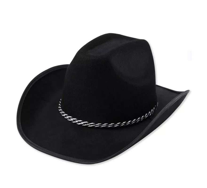 Translation missing: en.Sombrero de Vaquero negro con cordón gris adulto