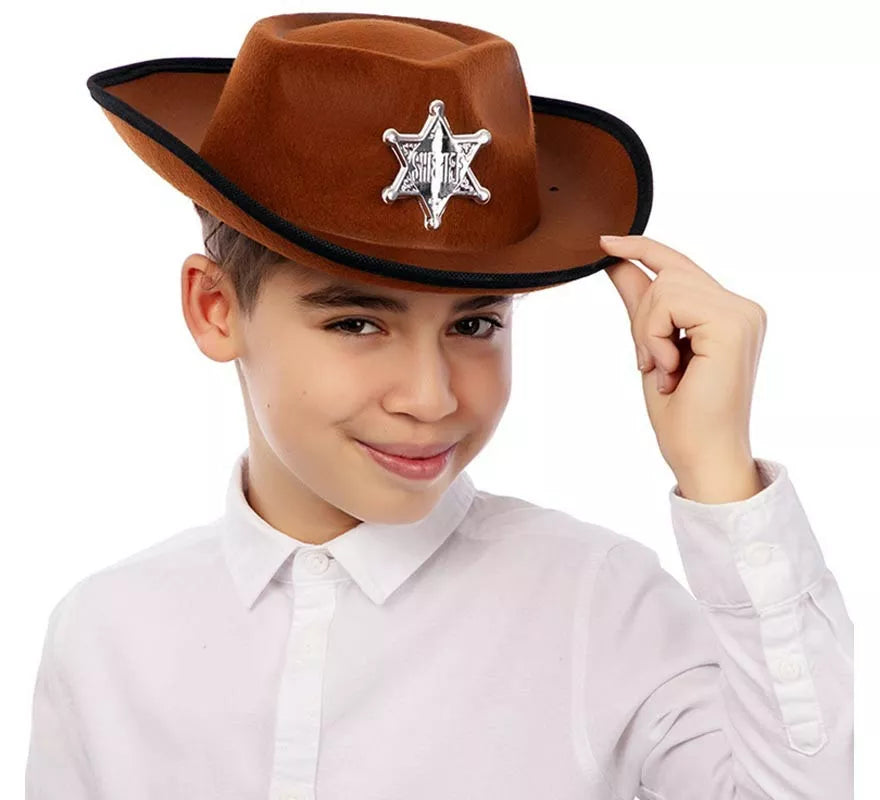 Translation missing: en.Sombrero de Vaquero Sheriff marrón infantil de 34x26x9 cm
