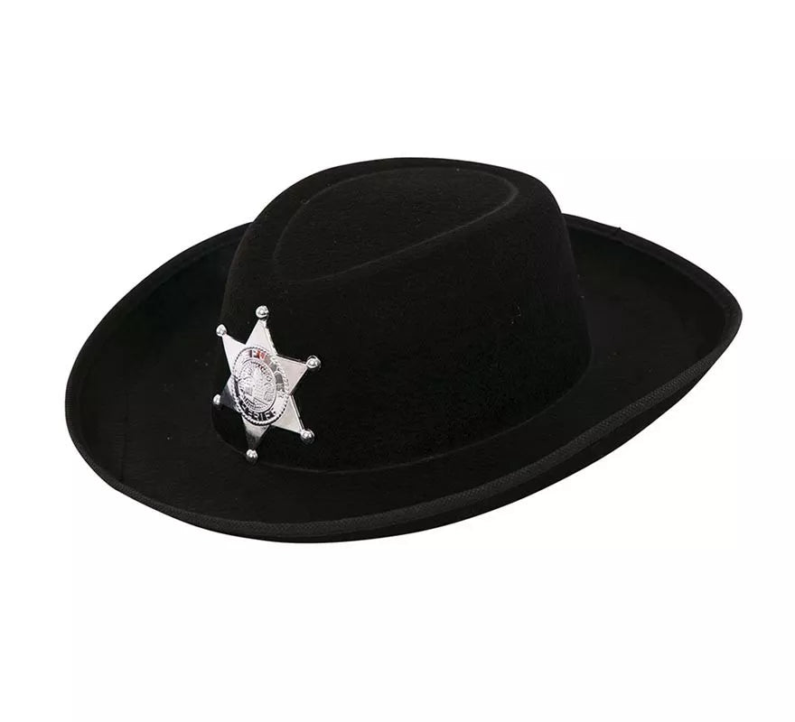 Translation missing: en.Sombrero de Vaquero Sheriff negro infantil de 34x26x9 cm