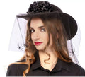 Sombrero de Viuda negra rosas y arañas de 35x30x9 cm