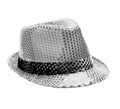 Sombrero Gánster de lentejuelas gris con banda negro