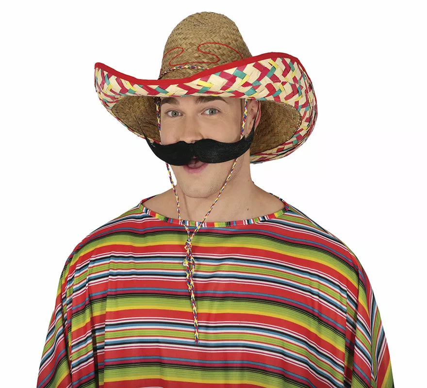 Sombrero Mexicano de paja decorado de 50 cm adulto