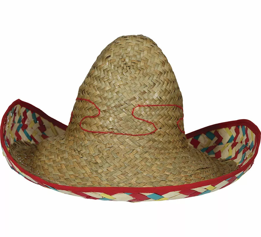Sombrero Mexicano de paja decorado de 50 cm adulto