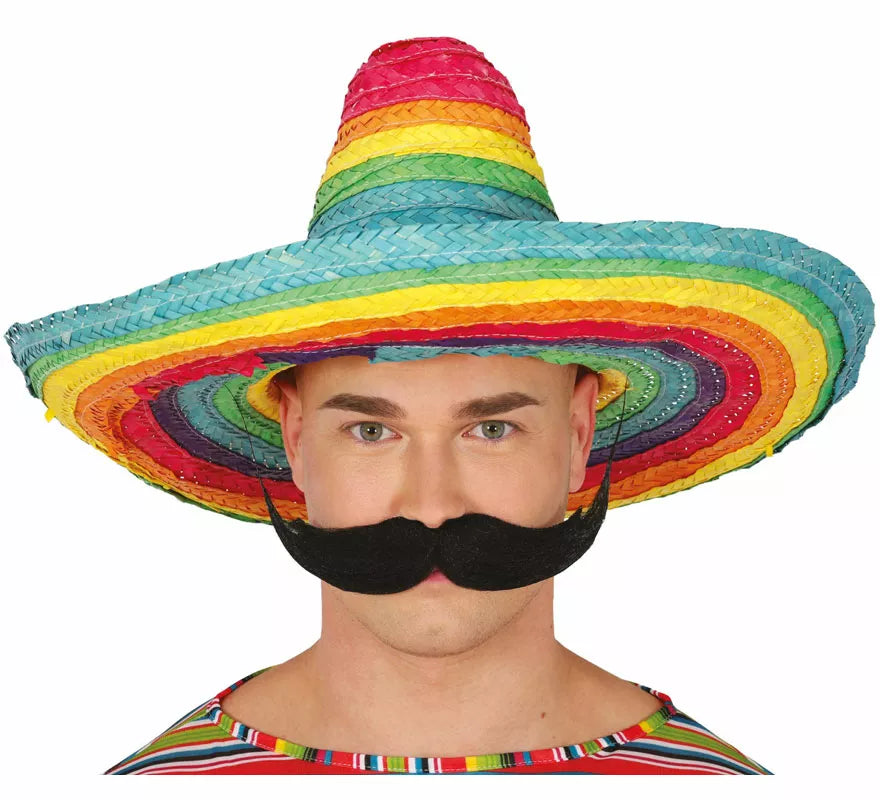 Translation missing: en.Sombrero Mexicano de paja multicolor de 50 cm adulto