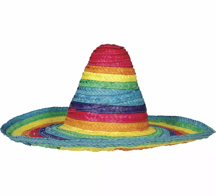 Translation missing: en.Sombrero Mexicano de paja multicolor de 50 cm adulto