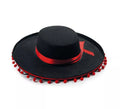 Sombrero Mexicano negro con bolas rojas para adulto