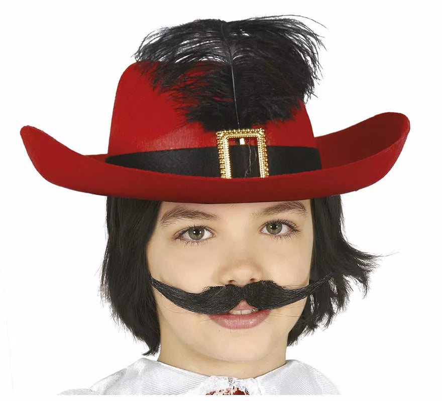 Translation missing: en.Sombrero Mosquetero Rojo de Fieltro Infantil