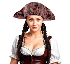 Pirate Hat with Long Braids Adult