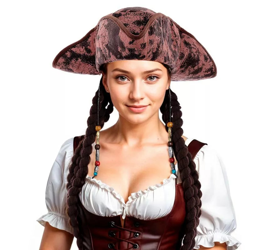 Translation missing: en.Sombrero Pirata con Trenzas largas adulto
