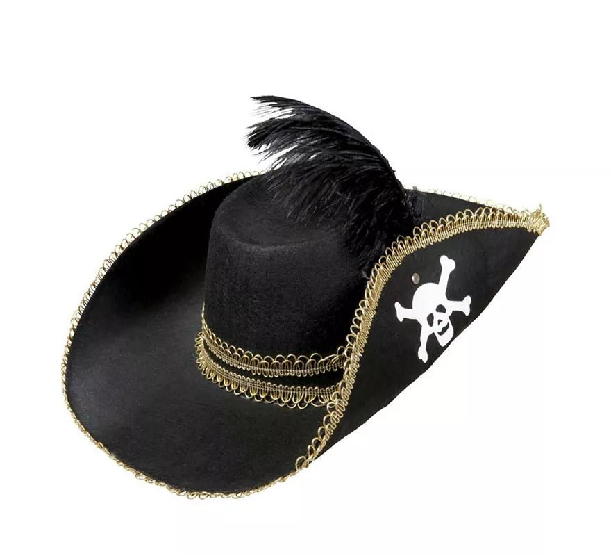 Translation missing: es.Sombrero Pirata negro con Pluma de fieltro