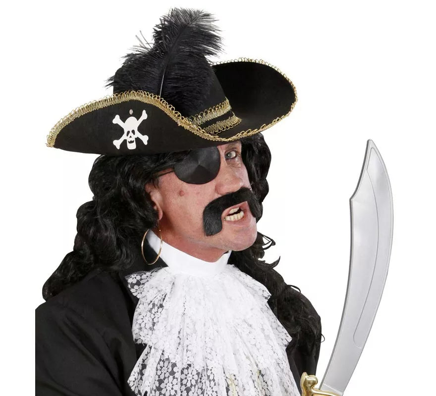 Sombrero Pirata negro con Pluma de fieltro