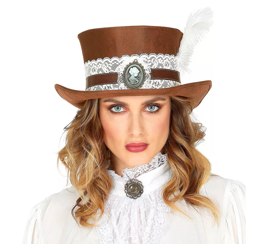 Translation missing: en.Sombrero Steampunk Top Aspecto Cuero Envejecido