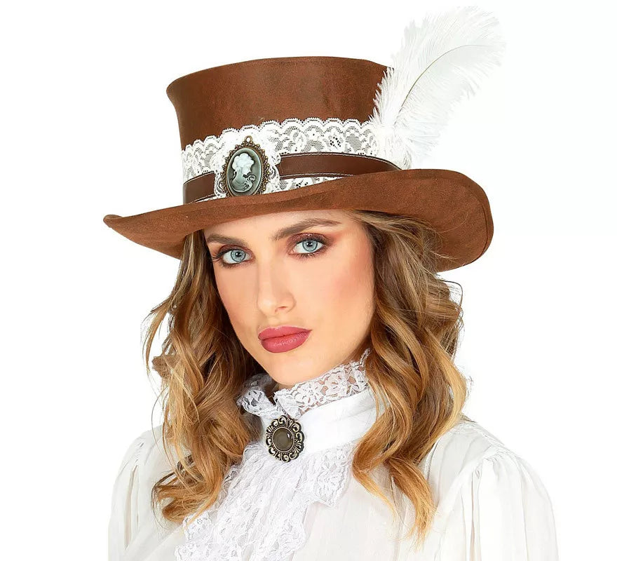 Sombrero Steampunk Top Aspecto Cuero Envejecido