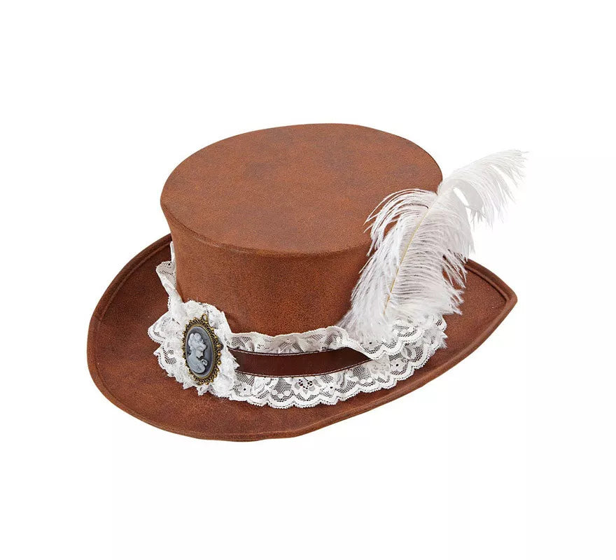 Translation missing: en.Sombrero Steampunk Top Aspecto Cuero Envejecido