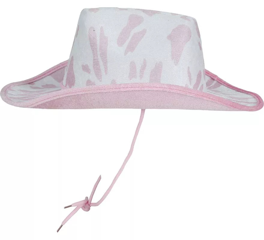 Sombrero Vaquero blanco y rosa para adultos
