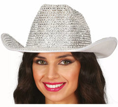 Adult Silver Shiny Cowboy Hat