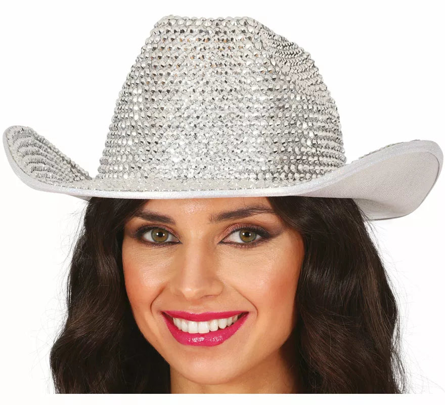 Translation missing: en.Sombrero Vaquero brillante plateado adulto