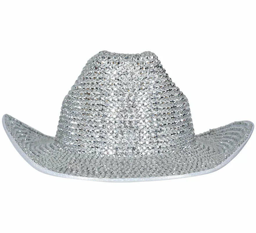 Sombrero Vaquero brillante plateado adulto