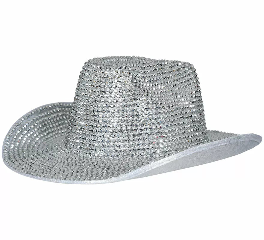 Sombrero Vaquero brillante plateado adulto