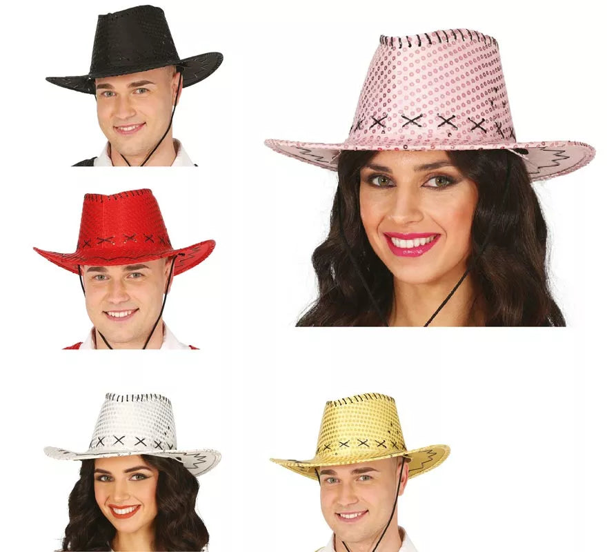 Translation missing: en.Sombrero Vaquero con lentejuelas en varios colores adulto
