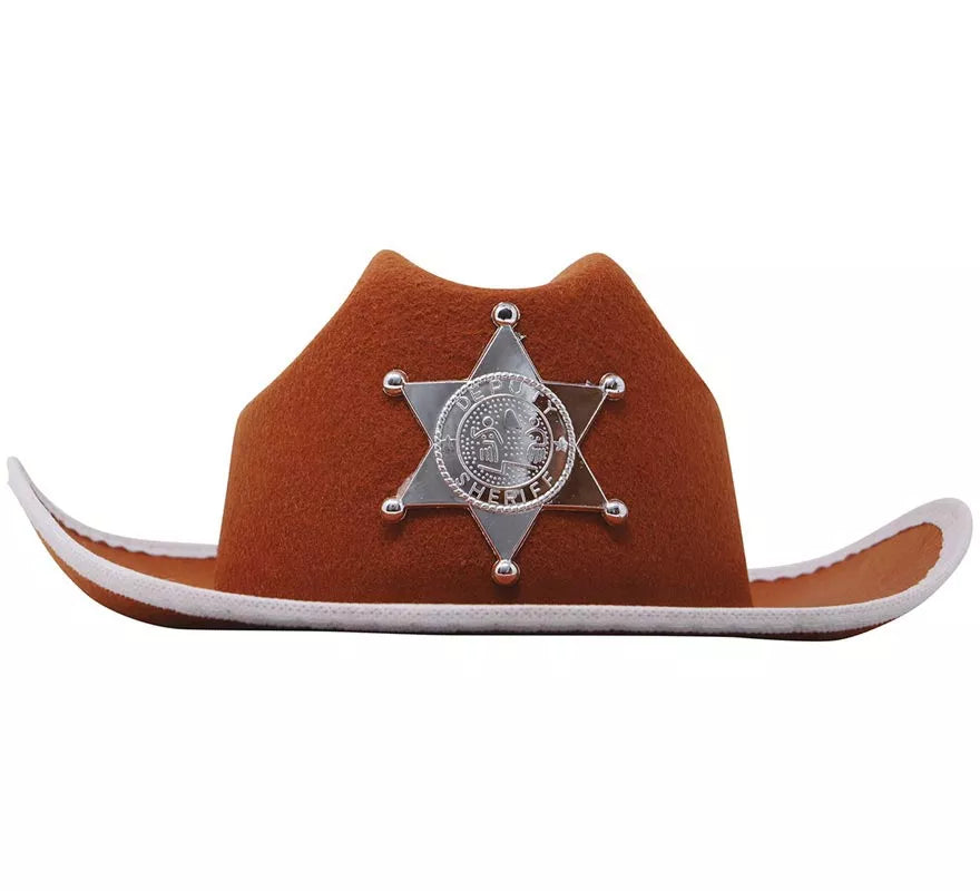 Sombrero Vaquero fieltro Sheriff infantil marrón