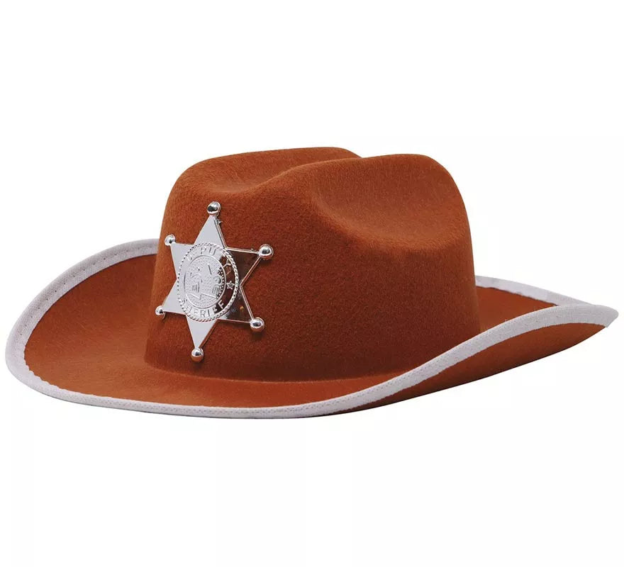 Sombrero Vaquero fieltro Sheriff infantil marrón