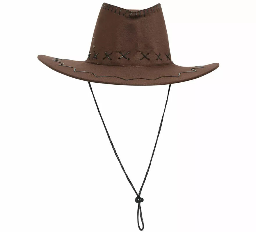 Translation missing: en.Sombrero Vaquero marrón Símil a piel 60 perímetro para adulto