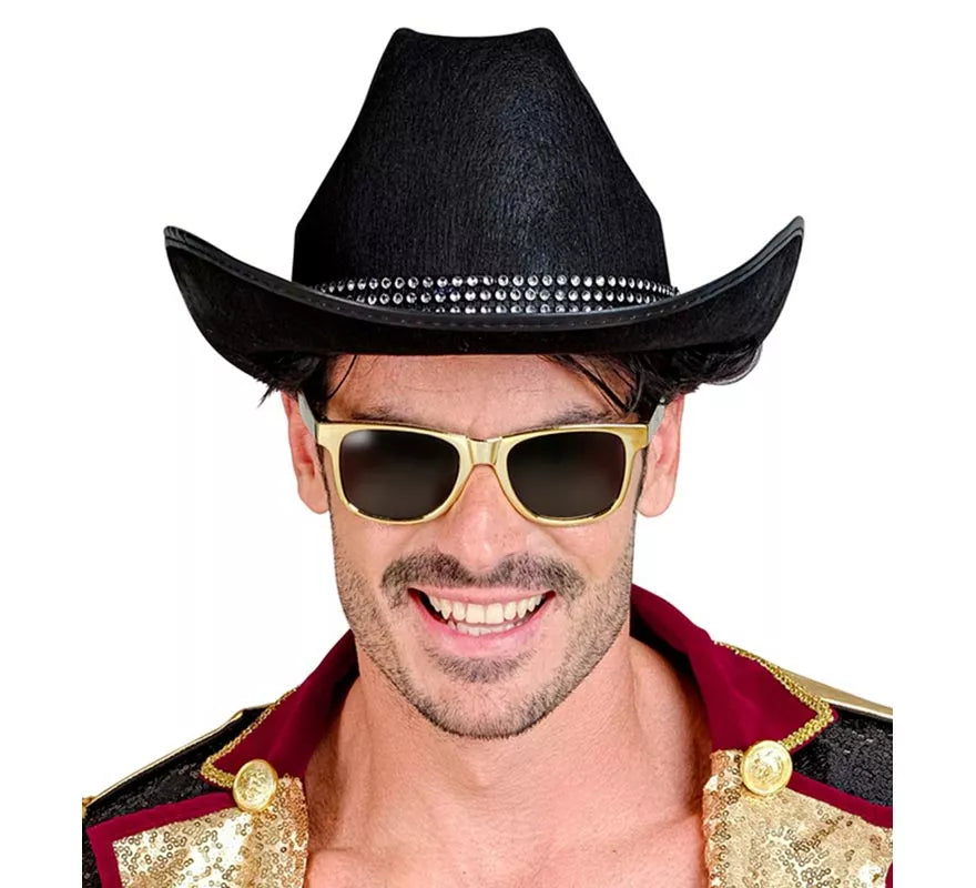 Sombrero Vaquero negro con Brillos para adultos