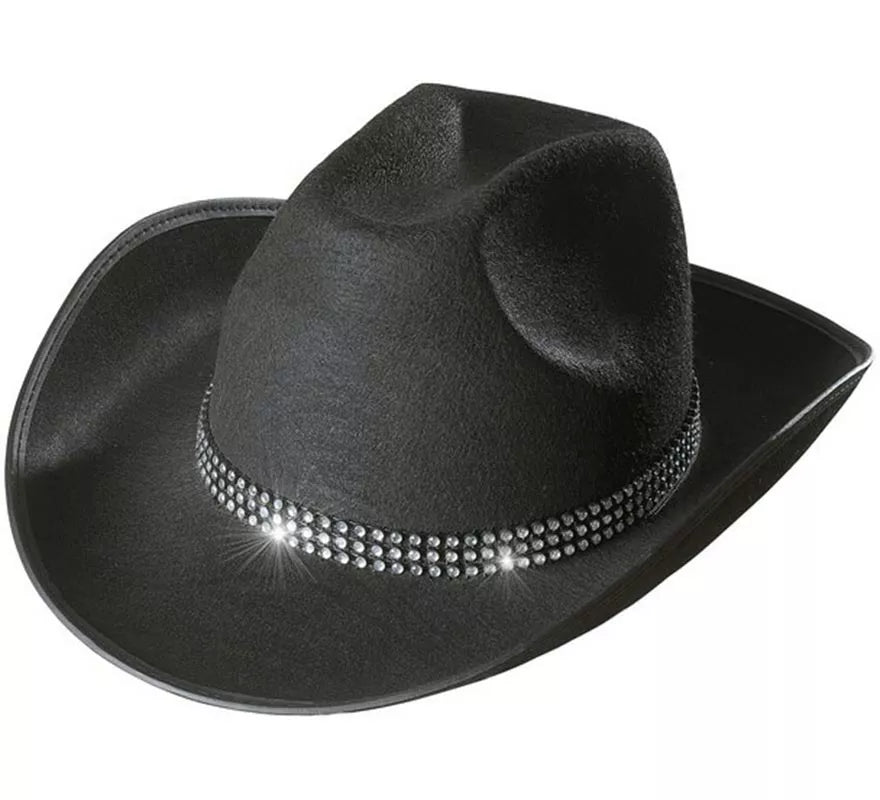Translation missing: en.Sombrero Vaquero negro con Brillos para adultos