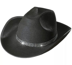 Black Cowboy Hat with Glitter for Adults