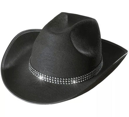 Sombrero Vaquero negro con Brillos para adultos