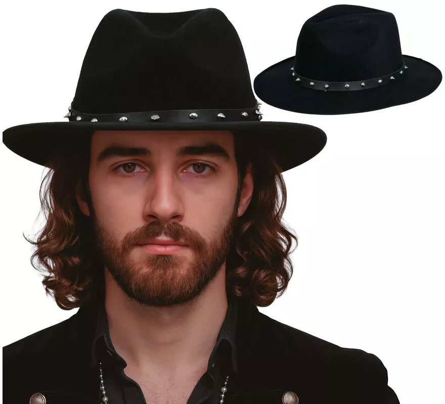 Translation missing: en.Sombrero Vaquero negro con Remaches para adultos