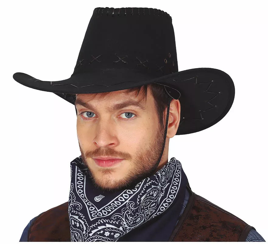 Sombrero Vaquero Negro de Piel simulada