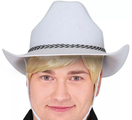 Sombrero Vaquero o Cowboy de fieltro blanco