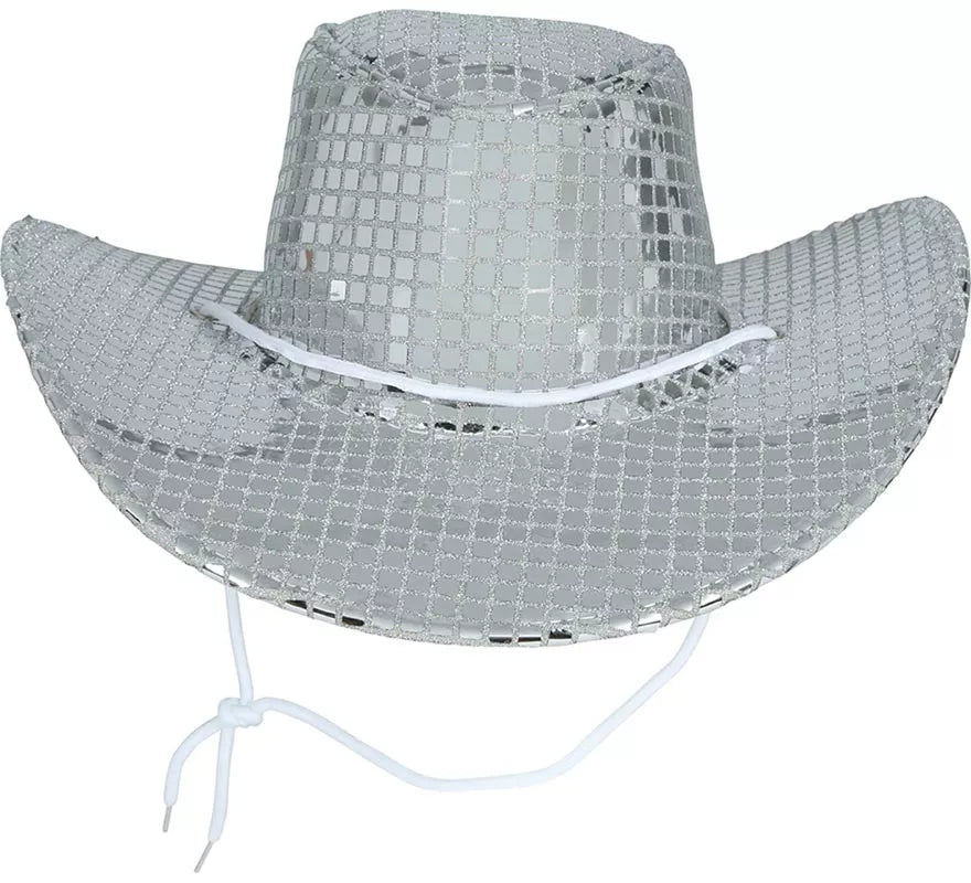 Sombrero Vaquero plateado para adultos