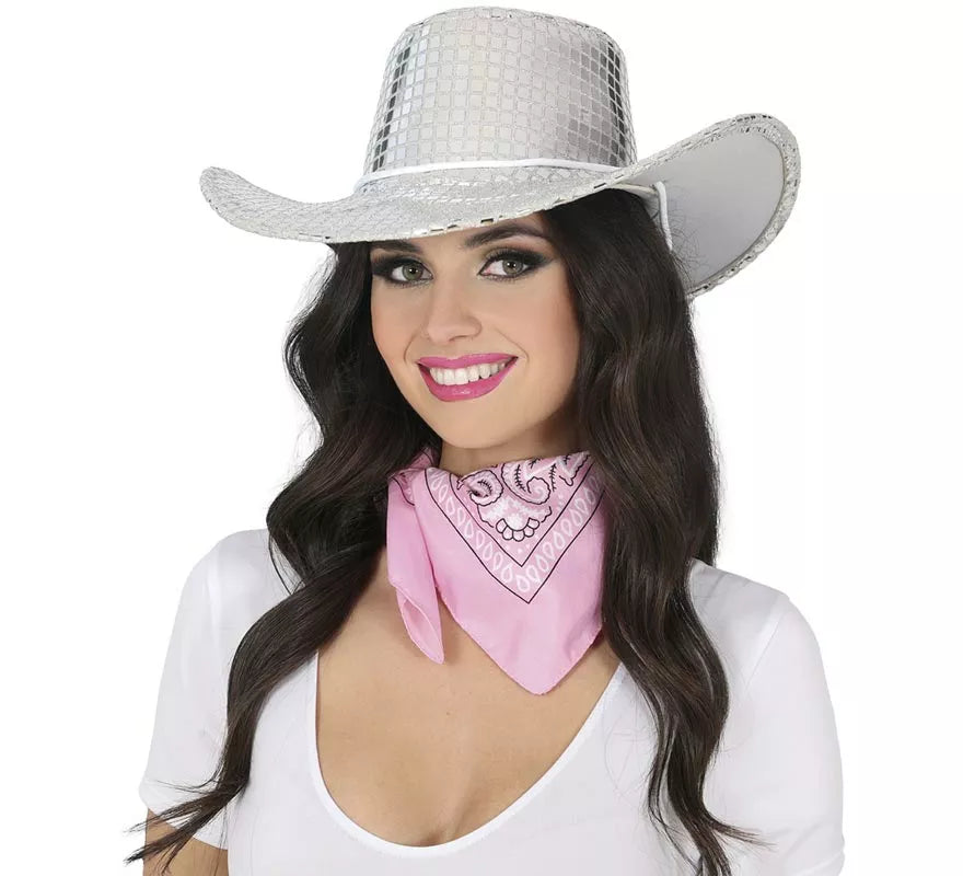 Sombrero Vaquero plateado para adultos