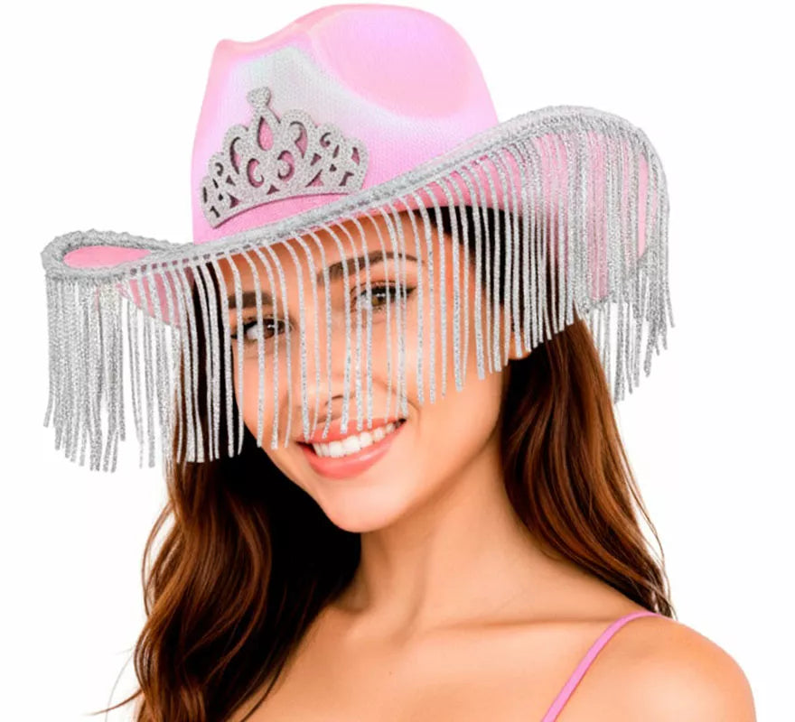 Translation missing: en.Sombrero Vaquero rosa con Flecos