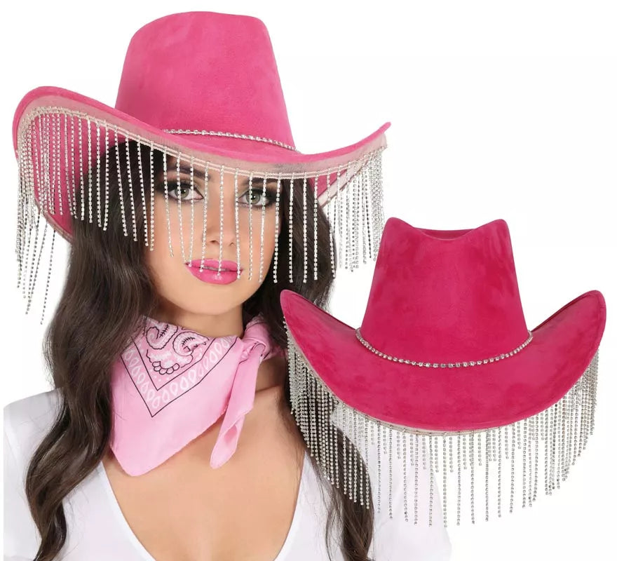 Translation missing: en.Sombrero Vaquero rosa con Flecos adultos