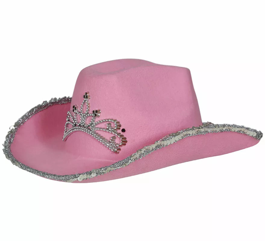 Sombrero Vaquero rosa de fieltro infantil