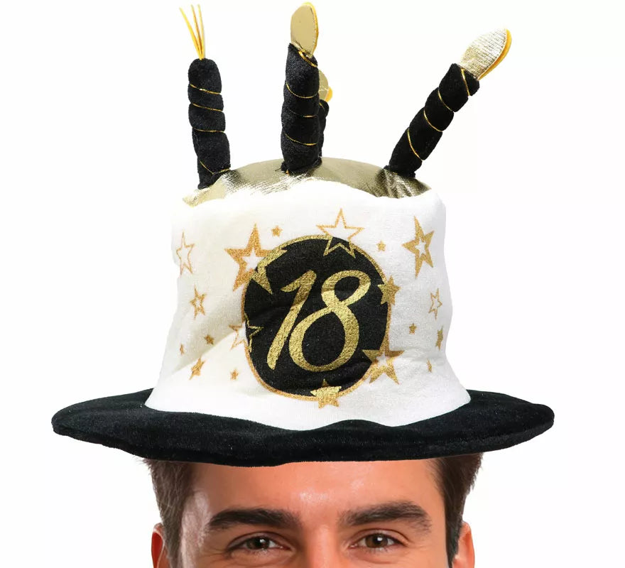 Sombrero Velas Blanco y Negro de 18 Años Cumpleaños y Aniversarios