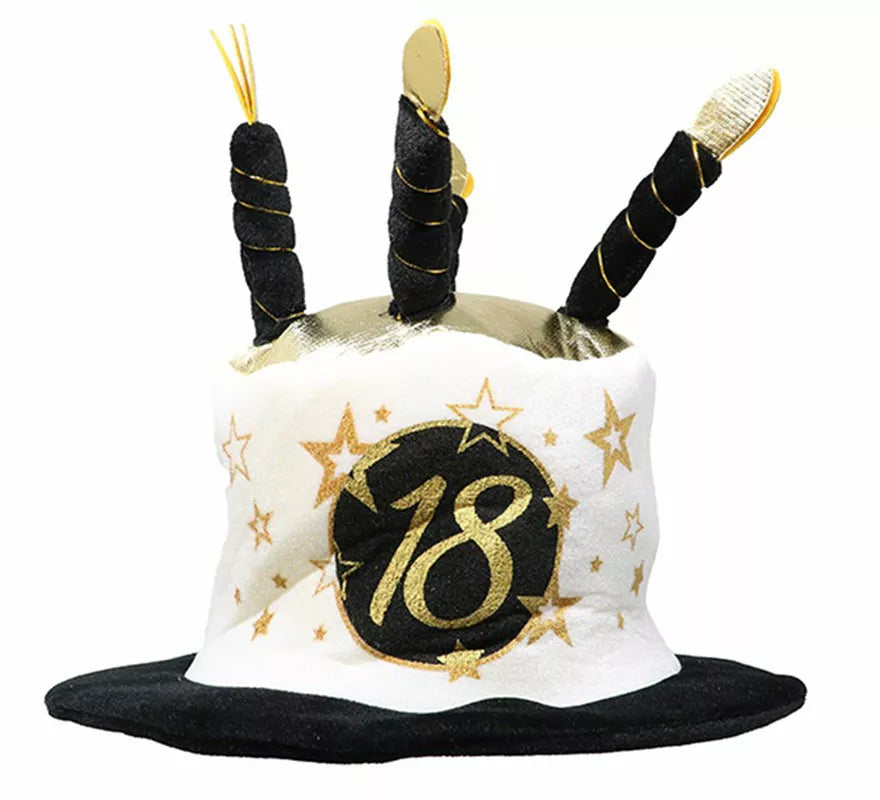 Translation missing: en.Sombrero Velas Blanco y Negro de 18 Años Cumpleaños y Aniversarios