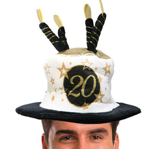 Hat with Black and White Candles for 20 Years Birthdays and Anniversaries
